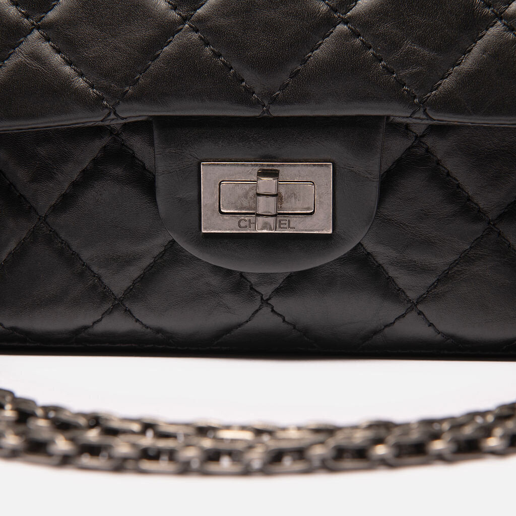 Chanel Black Large Cowhide 2.55 SHW