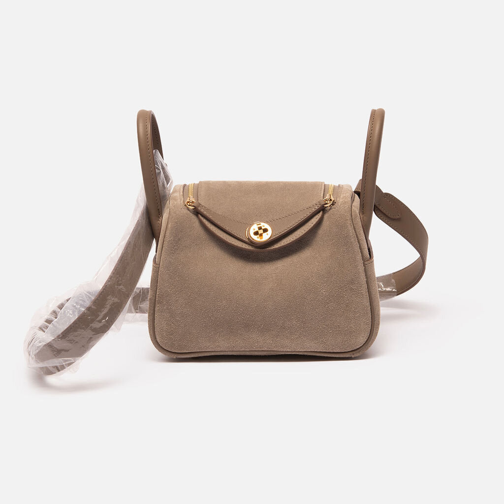 Hermes Lindy Mini 20 Grizzly Etoupe/Gris Caillou GHW W Stamp