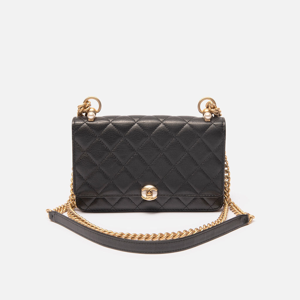 Chanel Black Cowhide Wallet On Chain