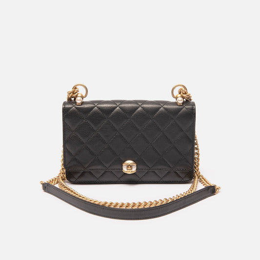 Chanel Black Cowhide Wallet On Chain