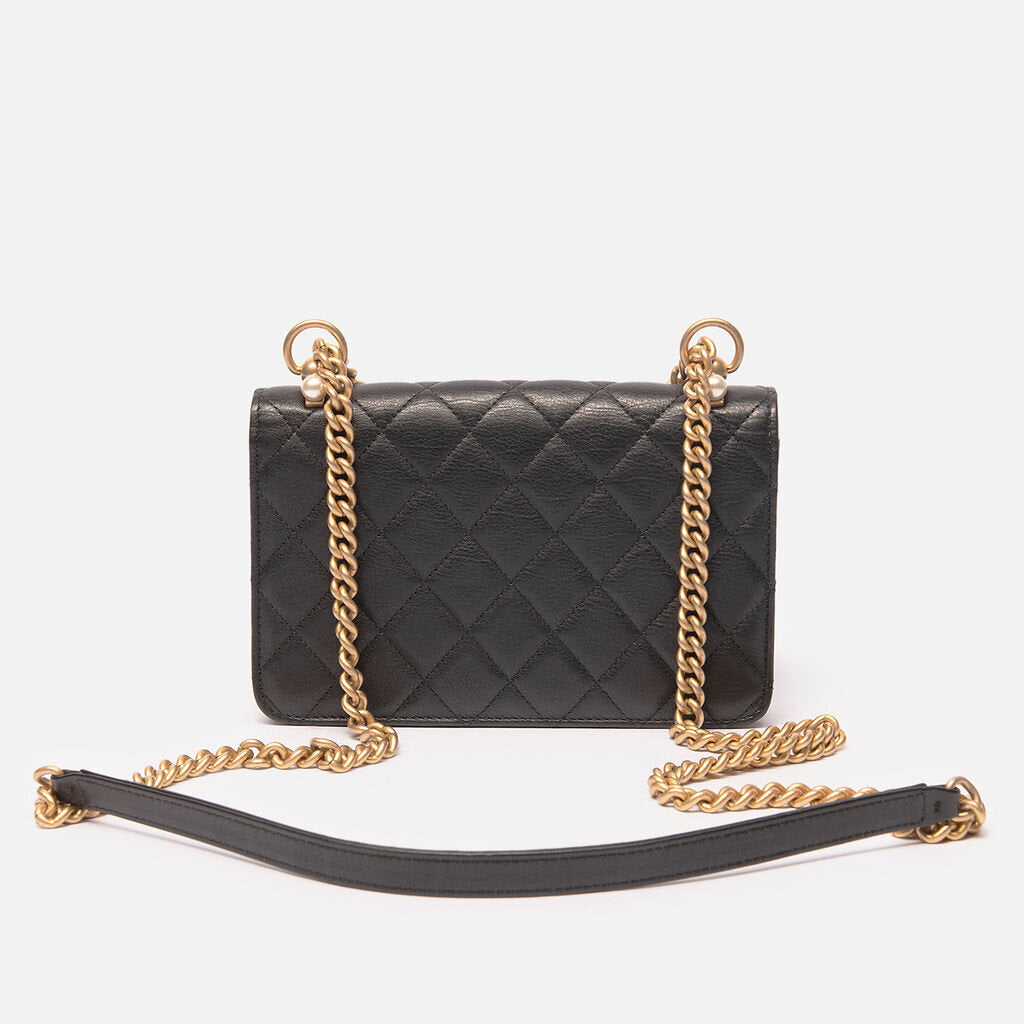 Chanel Black Cowhide Wallet On Chain
