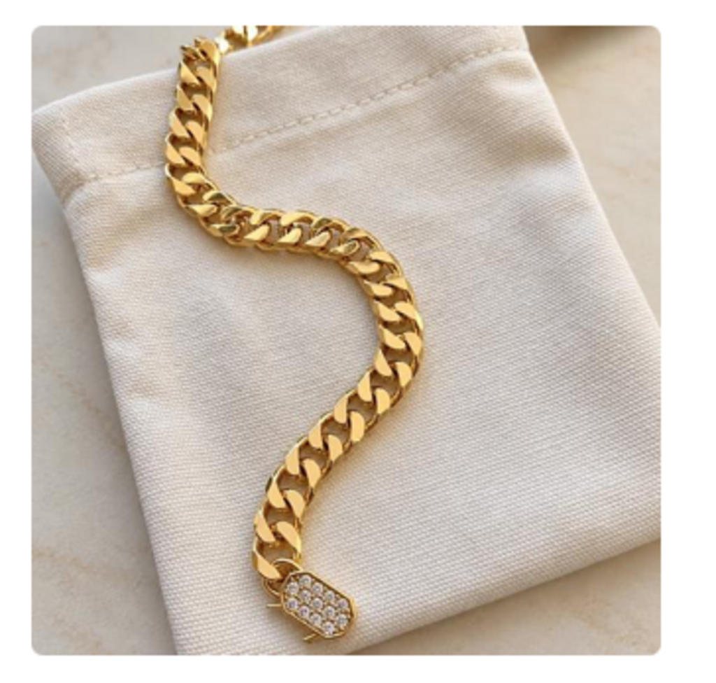 Bold Thick Curb Chain Bracelet YG 7'