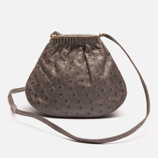 Judith Leiber Vintage Grey Ostrich Crossbody