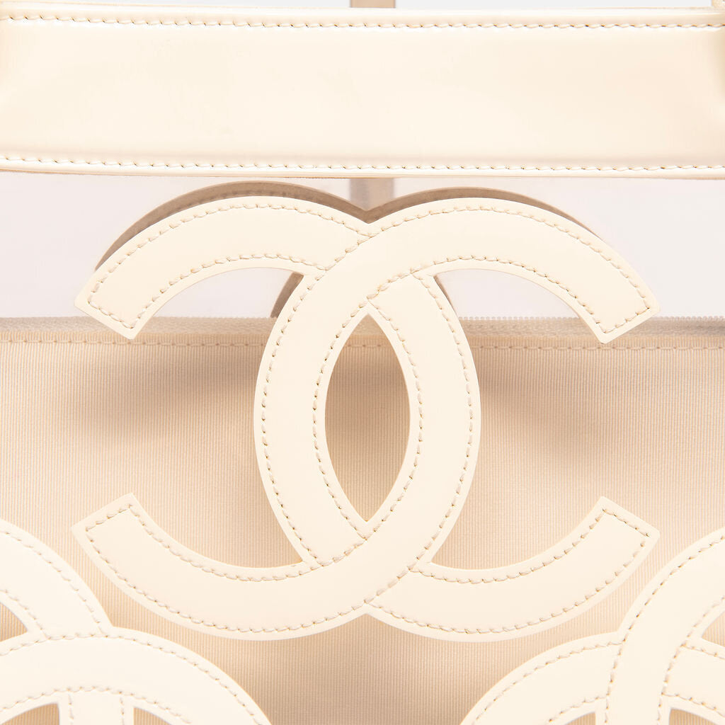 Chanel Cream Patent & PVC Triple Coco Tote