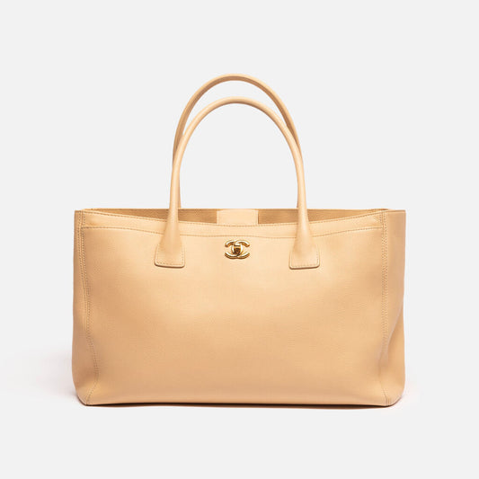 Chanel Cream Caviar Executive Cerf Tote with Strap