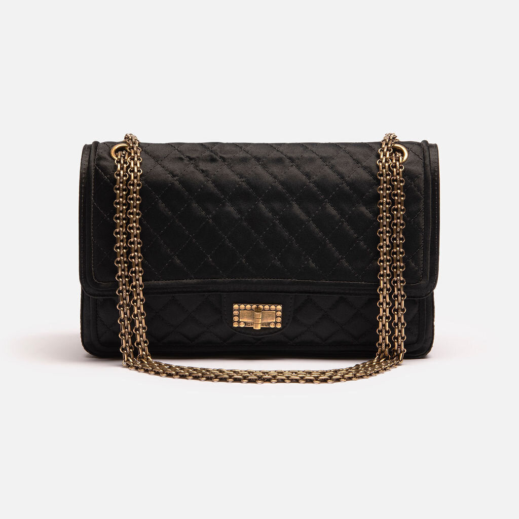 Chanel Black Satin Reissue Double Flap