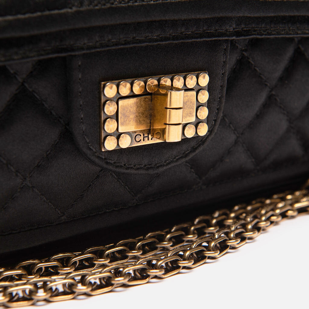 Chanel Black Satin Reissue Double Flap