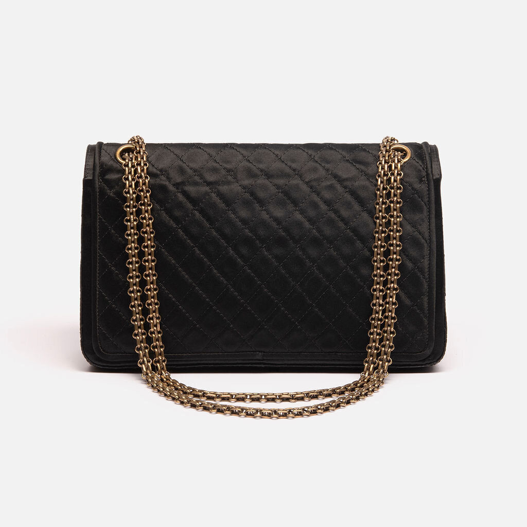 Chanel Black Satin Reissue Double Flap