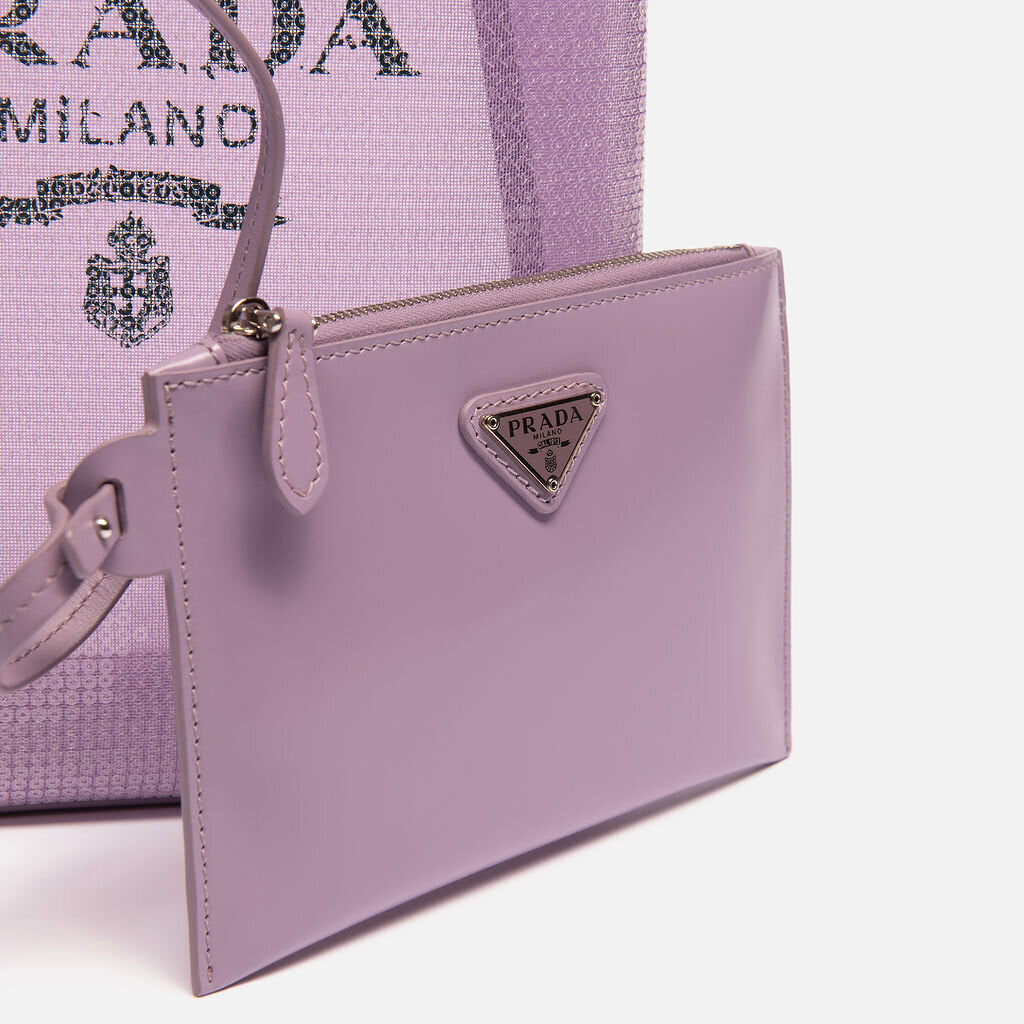 Prada Purple Sequin Logo Tote with Pouch