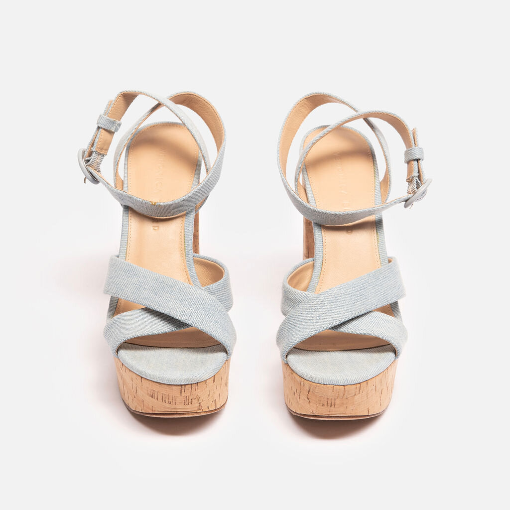 Veronica Beard Denim Cork Platform Sandals