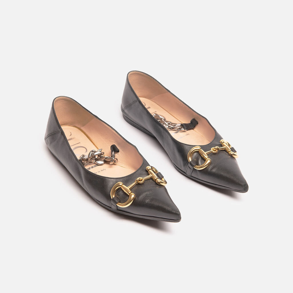Gucci Black Horsebit Flats