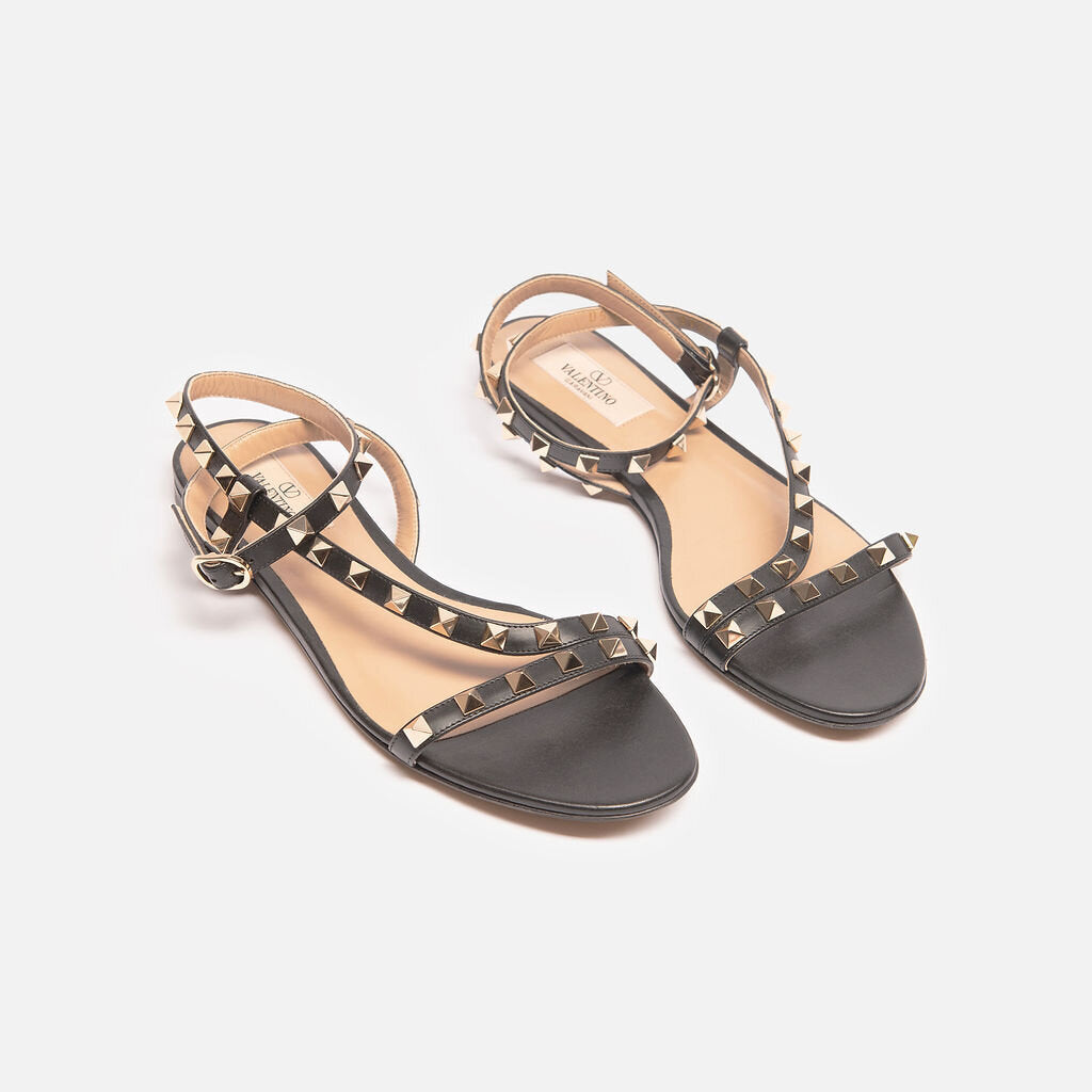 Valentino Black Rockstud Sandals