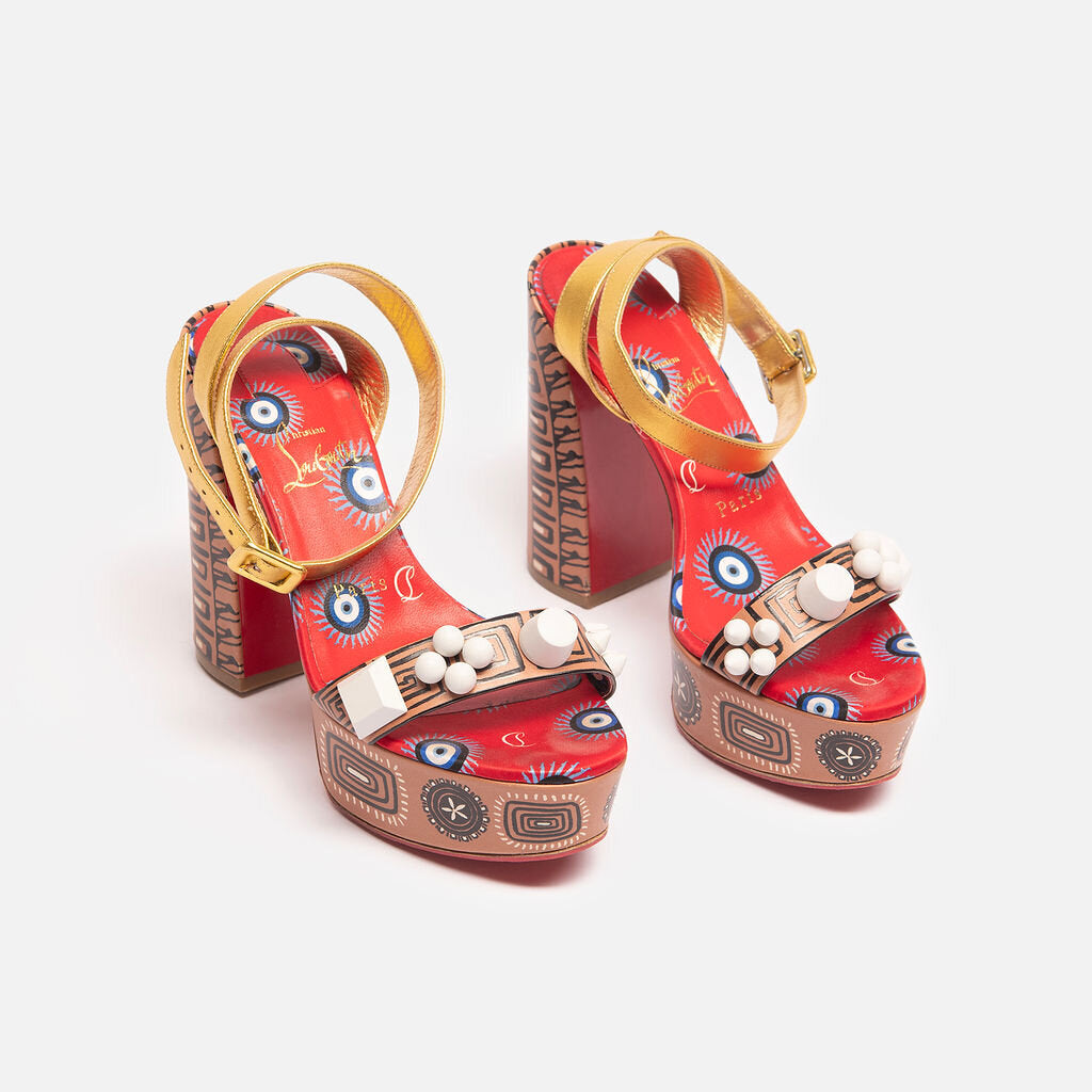 Christian Louboutin Brown Red Accent Platform Heels