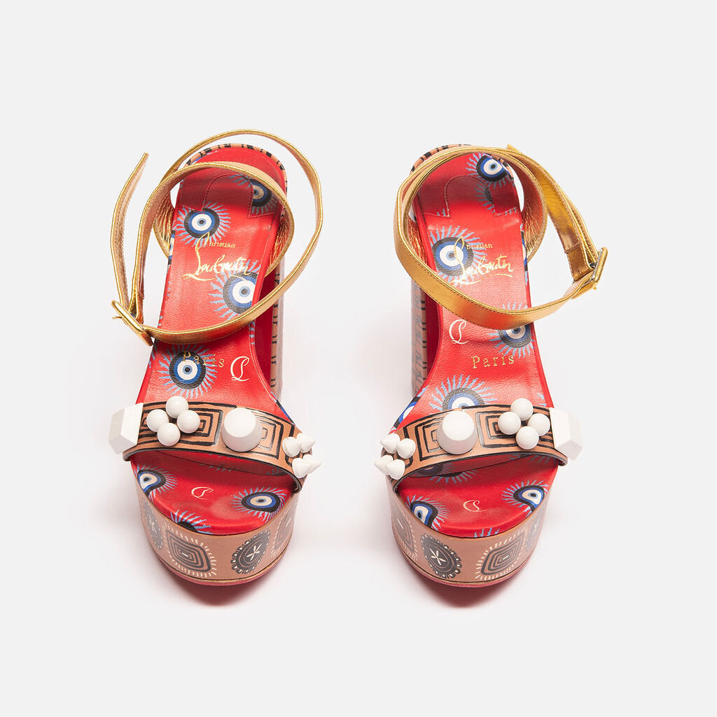 Christian Louboutin Brown Red Accent Platform Heels