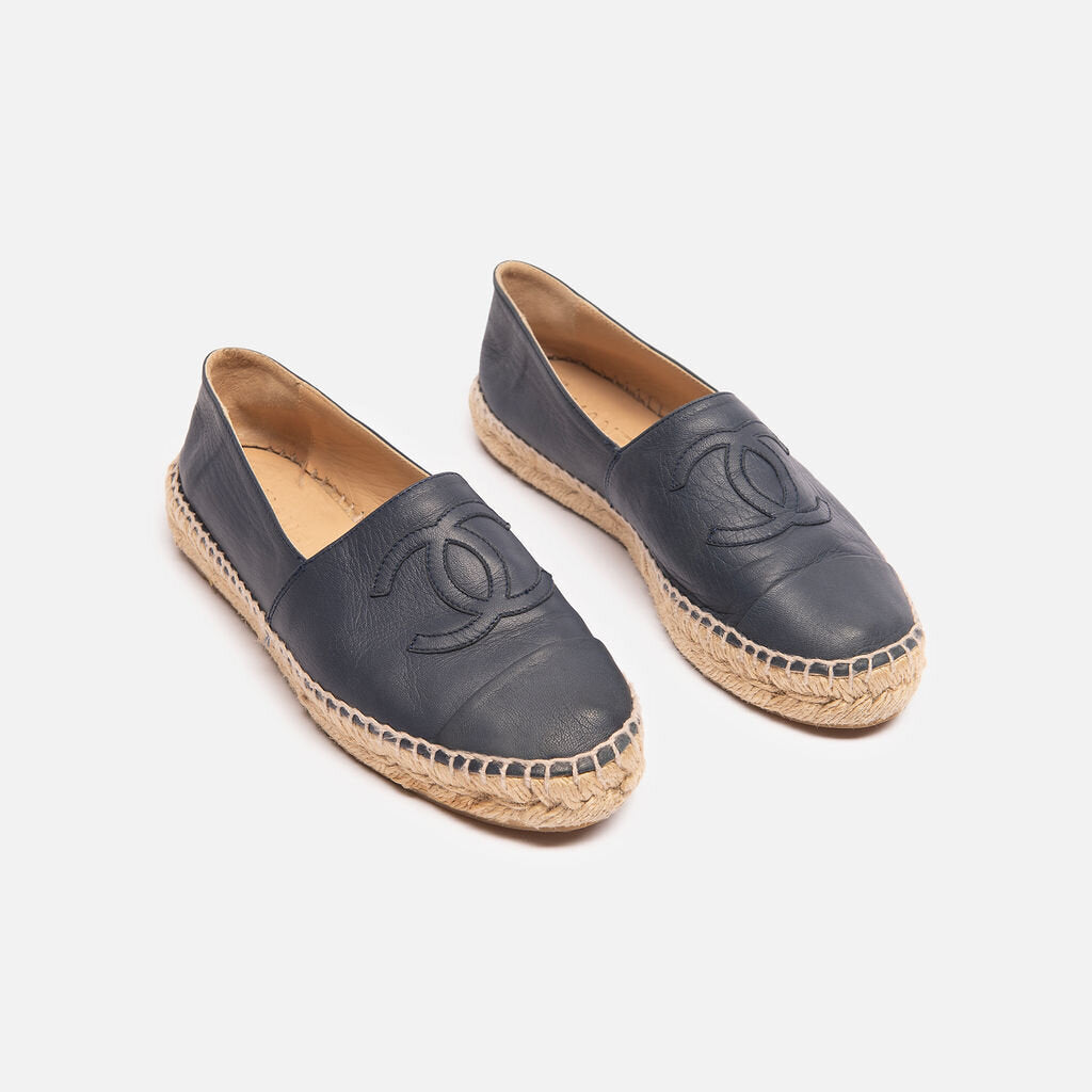 Chanel Blue Leather Espadrille