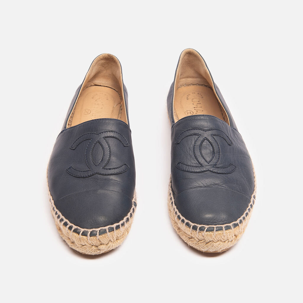 Chanel Blue Leather Espadrille