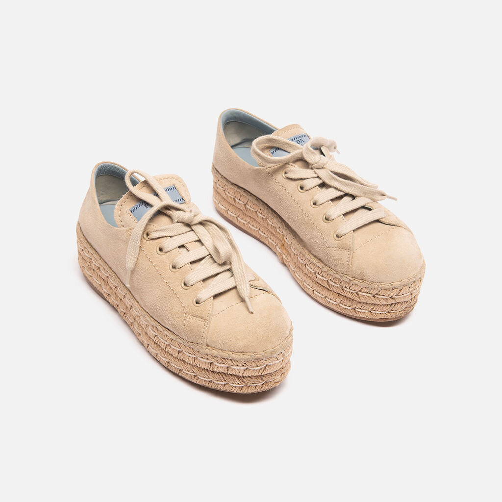 Prada Taupe Suede Platform Espadrille