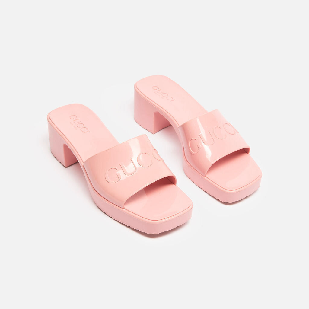 Gucci Pink Rubber Slides