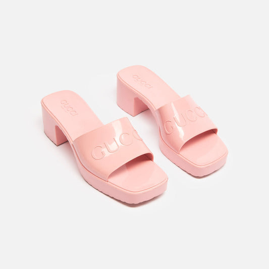 Gucci Pink Rubber Slides