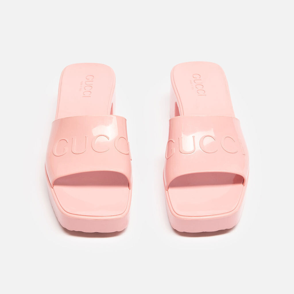 Gucci Pink Rubber Slides