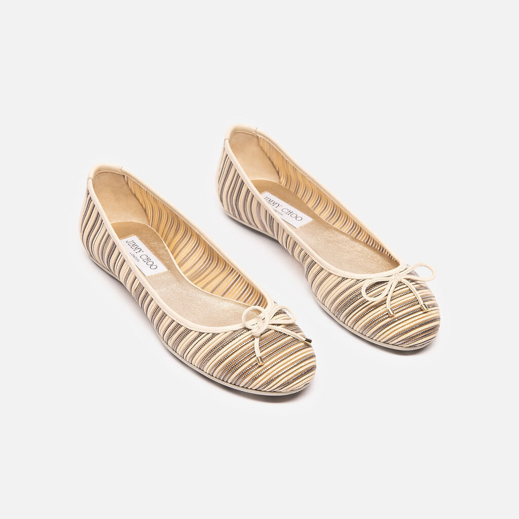 Jimmy Choo Stripe Cream Ballet Flats