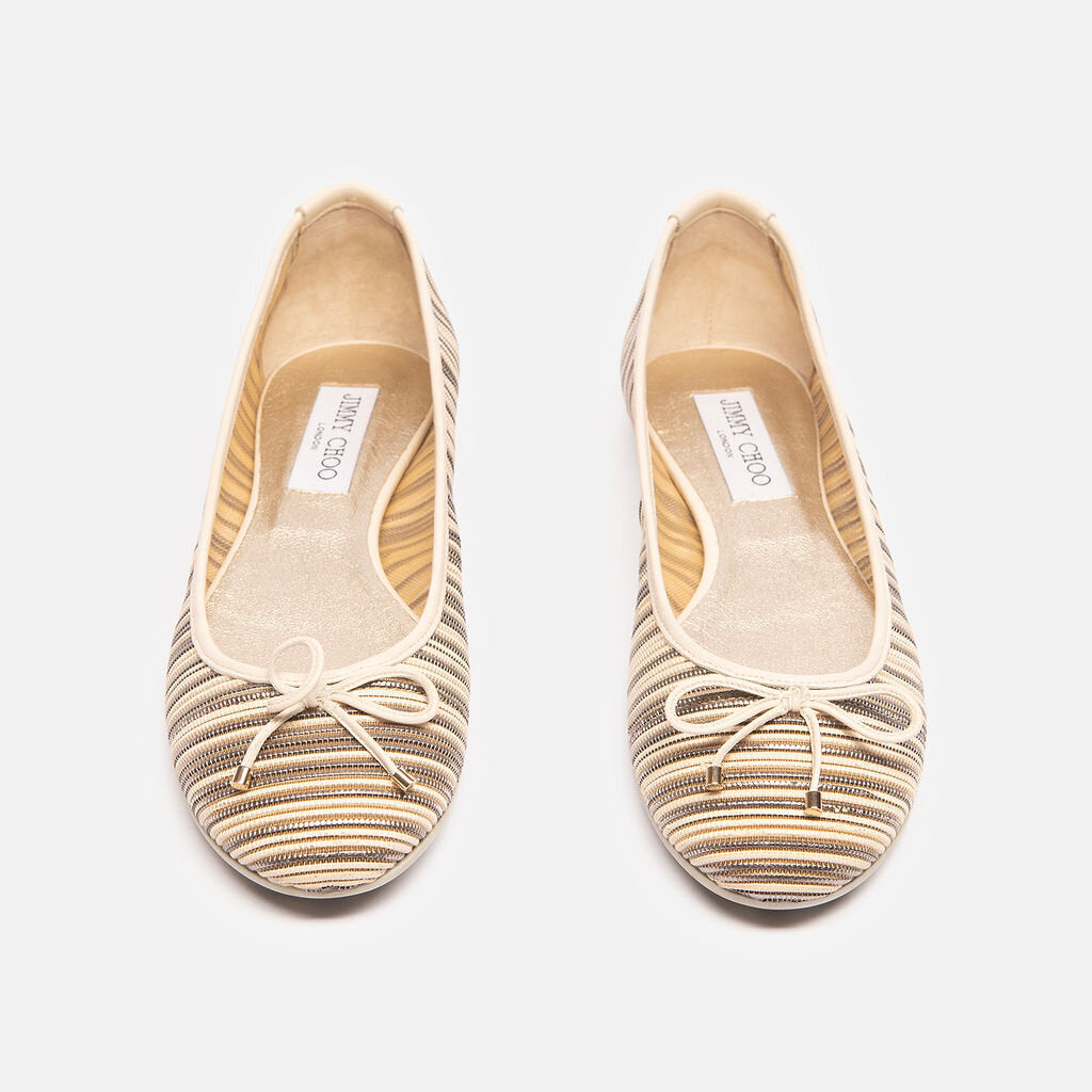 Jimmy Choo Stripe Cream Ballet Flats