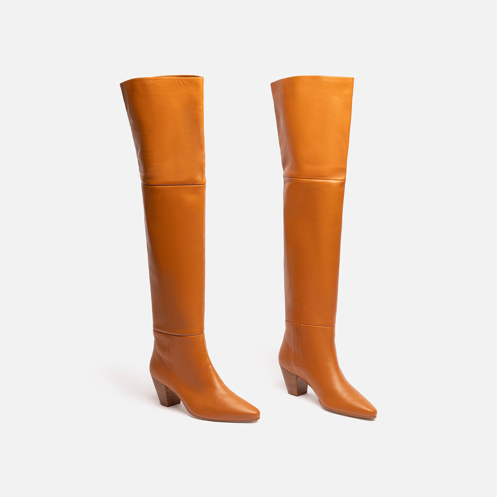Lafayette 148 Brown Leather Over the Knee Boot