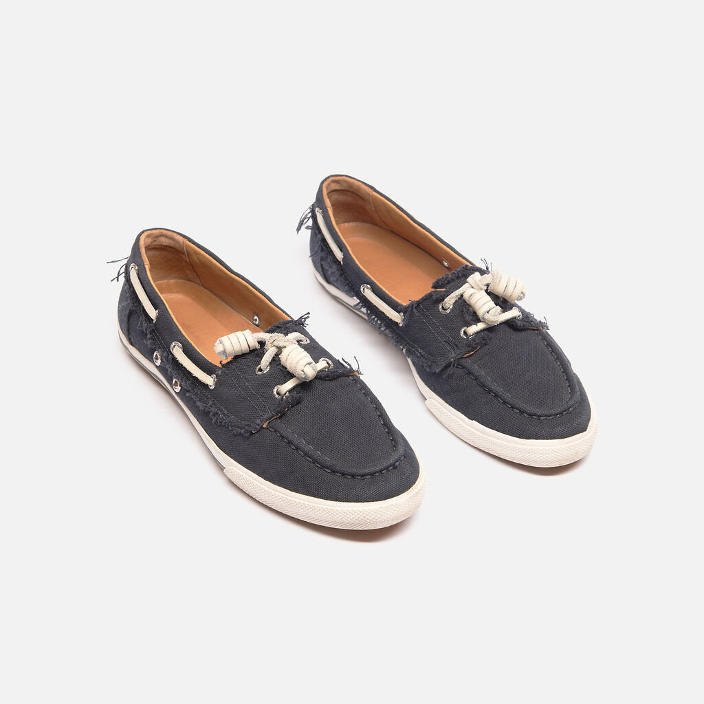 Hunter Blue Canvas Boat Shoes