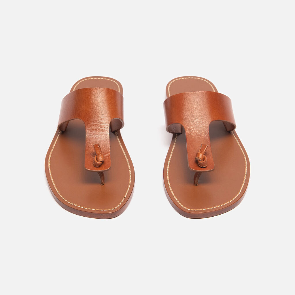 Celine Brown Leather Knot Thong Sandals