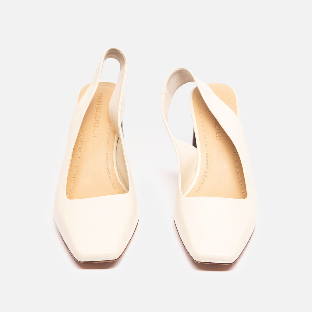 Mari Giudicelli White Leather Slingback Pump