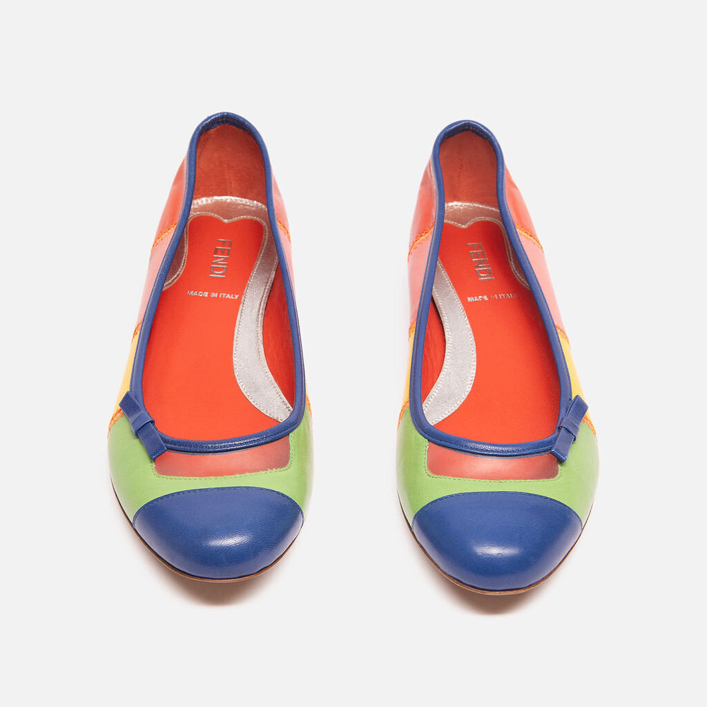 Fendi Multicolor Leather Stripe Flat