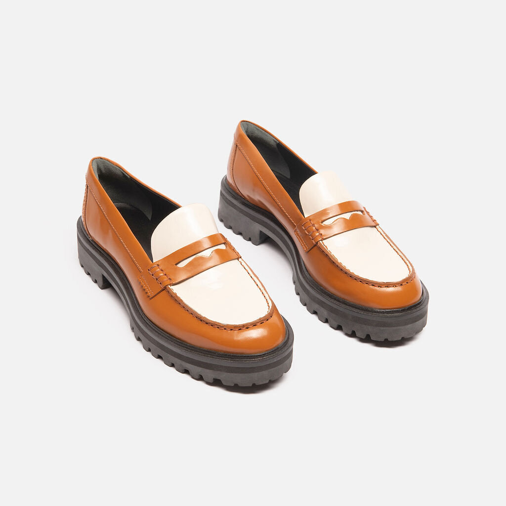 Reformation Brown Color Block Leather Loafer