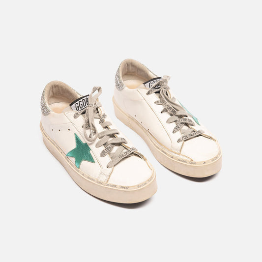 Golden Goose White & Teal Leather Sneaker