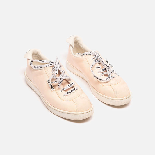 Celine Light Pink Canvas Logo Sneaker