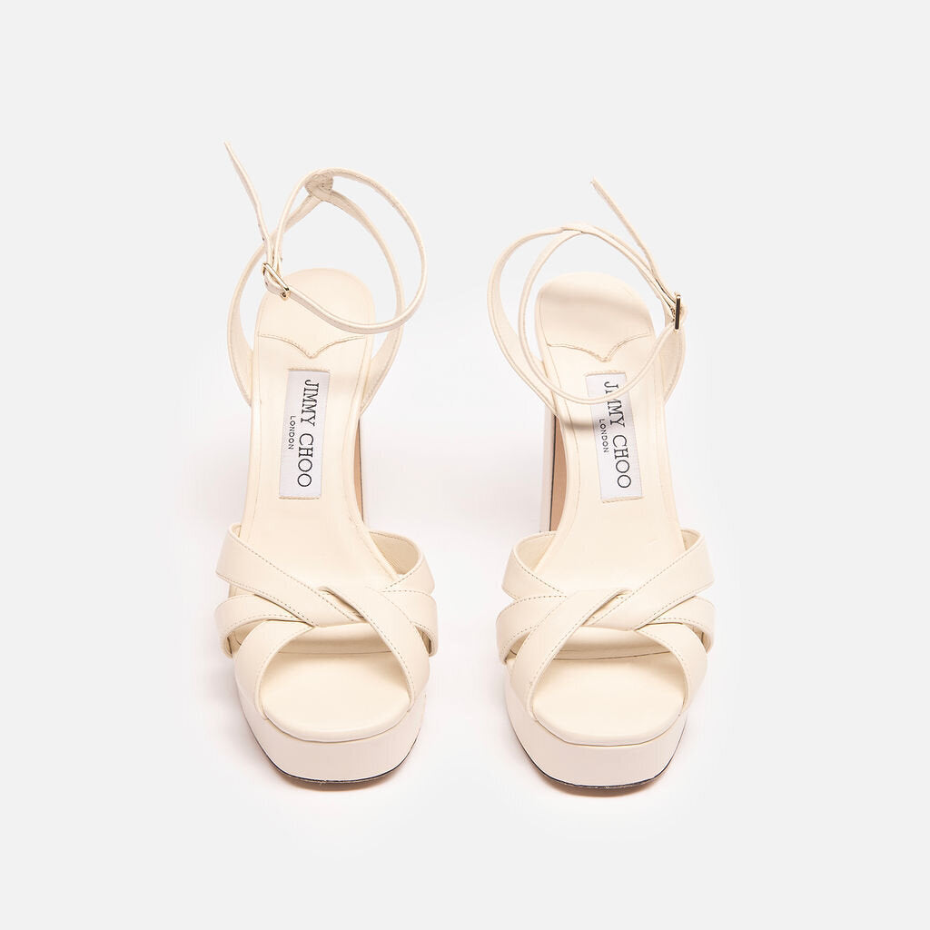 Jimmy Choo White Leather Platform Sandals