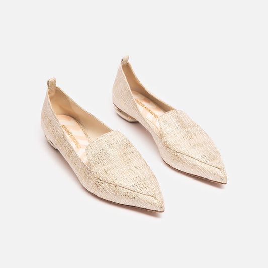 Nicholas Kirkwood Cream, Gold & Silver Tweed Point Toe Loafers