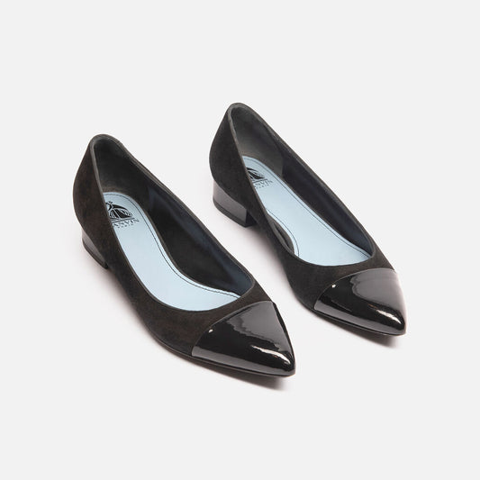 Lanvin Black Suede Cap Toe Flats