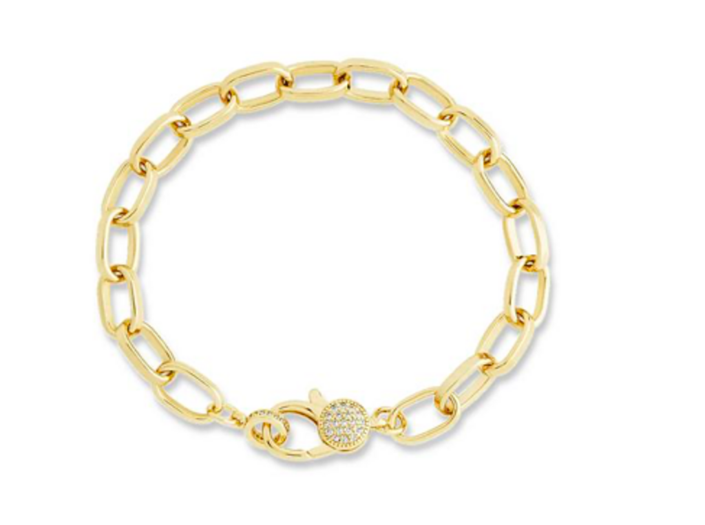 Tove CZ Clasp & Paperclip Chain Bracelet YG 7'