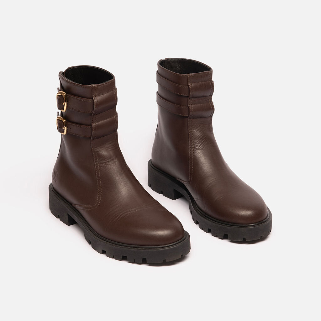 Celine Brown Leather Moto Boot