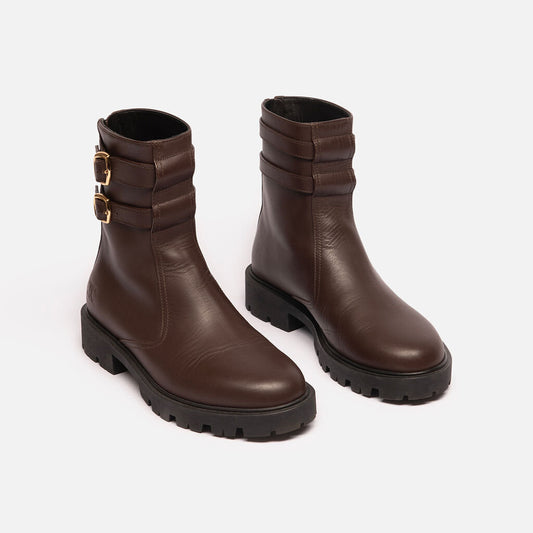 Celine Brown Leather Moto Boot