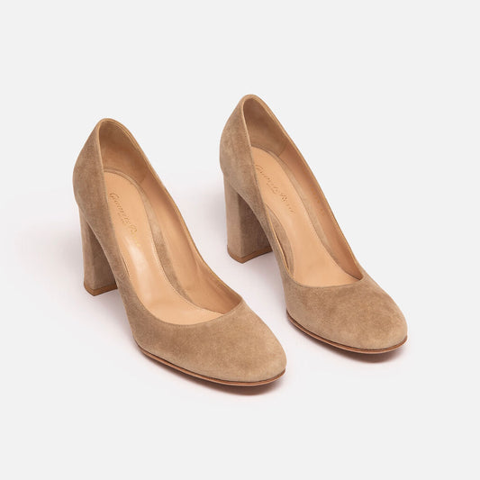 Gianvito Rossi Tan Suede Block Heels