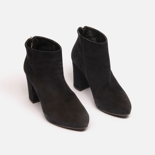 Prada Black Suede Block Heel Booties