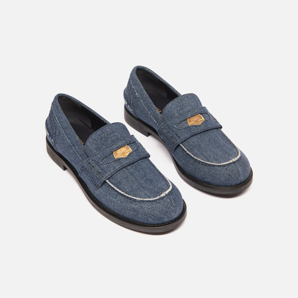 Miu Miu Blue Jean Penny Loafers