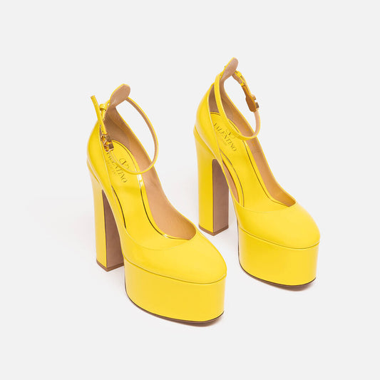 Valentino Yellow Patent Platform Pumps