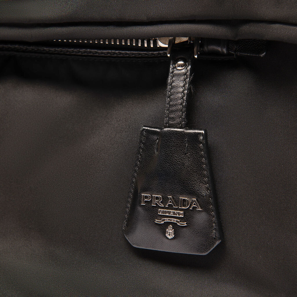 Prada Black Nylon Tessuto Reversible Top Handle Tote with Strap