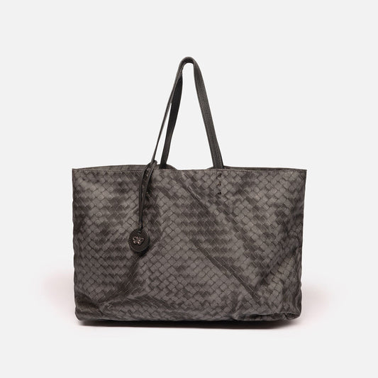 Bottega Veneta Black Nylon Intreccio Illusion Tote Bag