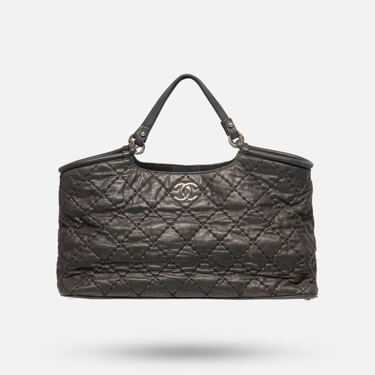 Chanel Black Quilted Wildstitch Top Handle Hobo with Chain Strap