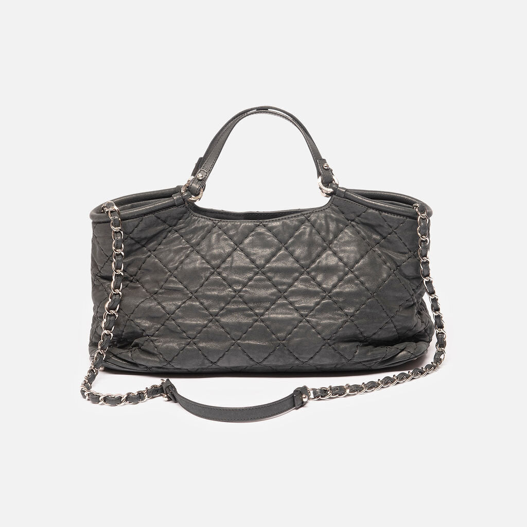 Chanel Black Quilted Wildstitch Top Handle Hobo with Chain Strap