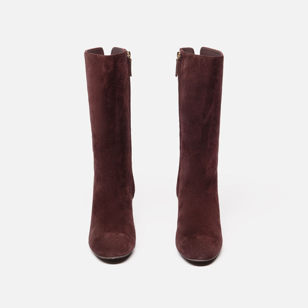 Chanel Burgundy Suede Boot