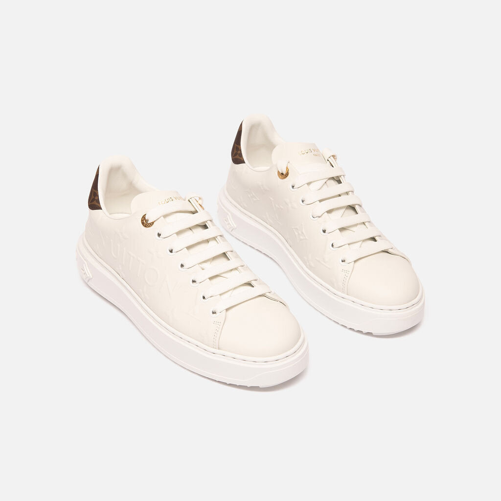 Louis Vuitton Whtie Leather Monogram Sneakers